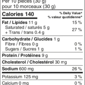 80g Beef Jerky Bag - Original Nutritional facts